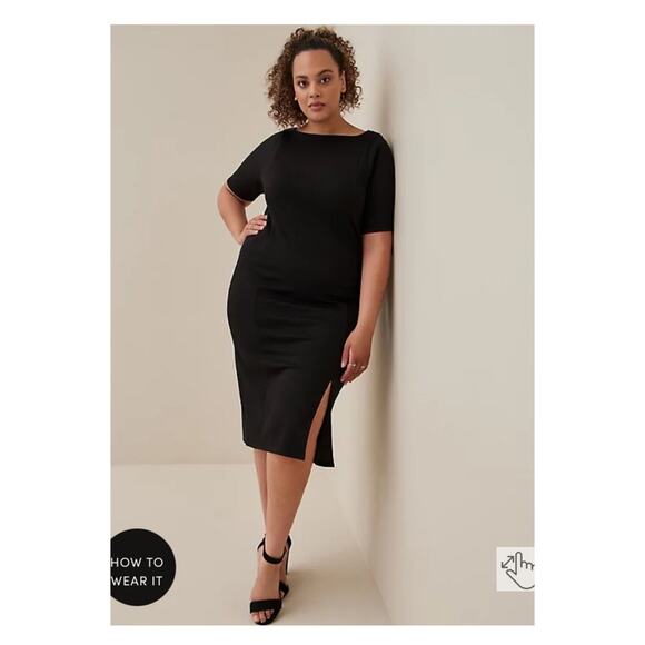 Torrid Black Studio Cupro Body Con Midi Dress Sz.3 NWT - Picture 1 of 10
